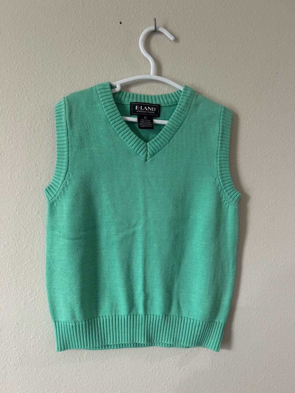 E-Land Kids Mint Green V-Neck Sweater Vest